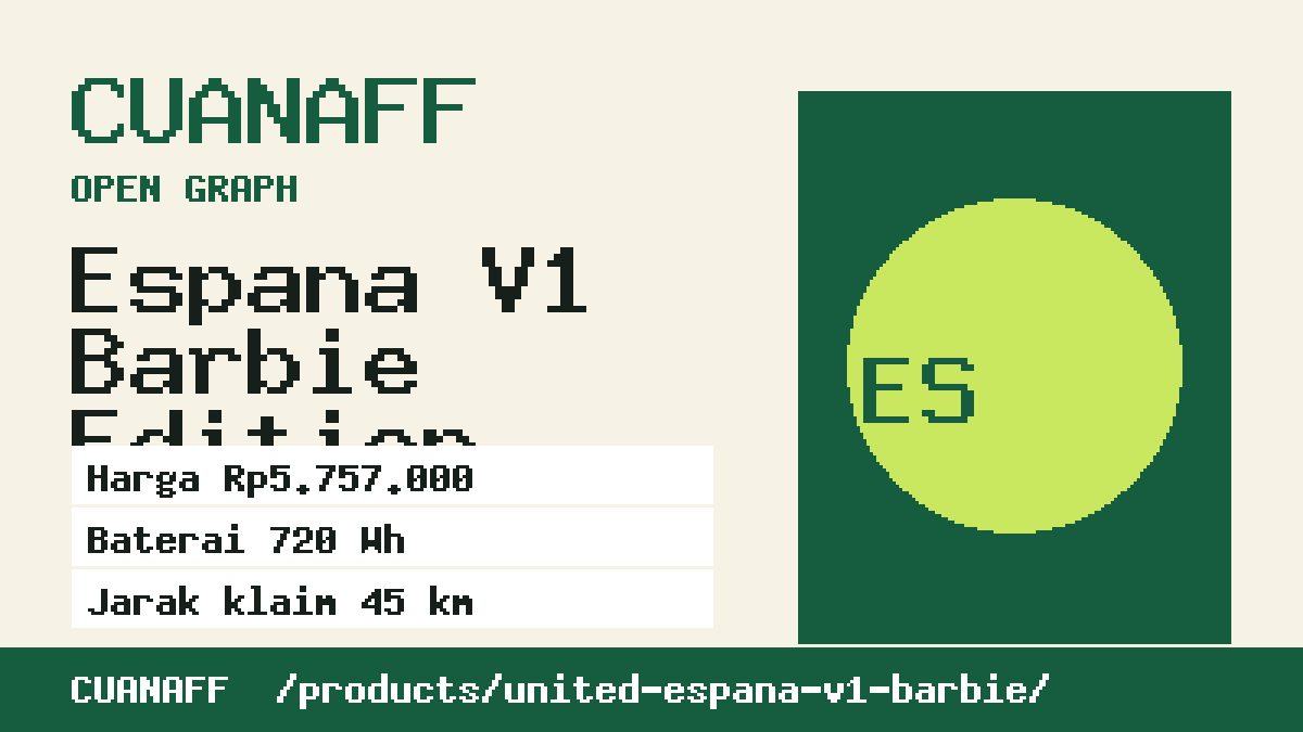 Visual ringkasan Espana V1 Barbie Edition